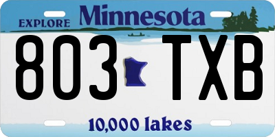 MN license plate 803TXB