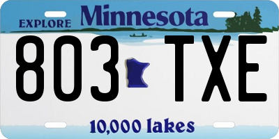 MN license plate 803TXE