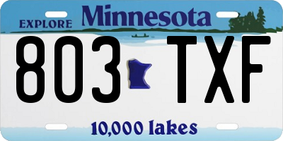 MN license plate 803TXF