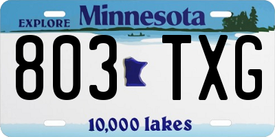 MN license plate 803TXG
