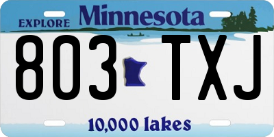 MN license plate 803TXJ