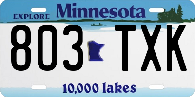 MN license plate 803TXK