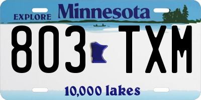 MN license plate 803TXM