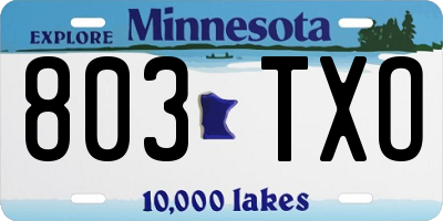 MN license plate 803TXO