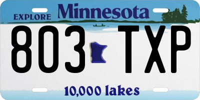 MN license plate 803TXP