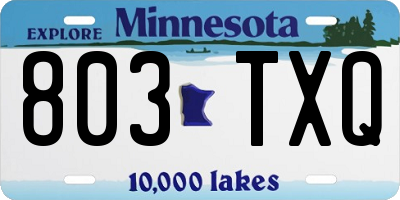 MN license plate 803TXQ
