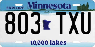 MN license plate 803TXU