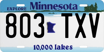 MN license plate 803TXV