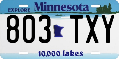 MN license plate 803TXY