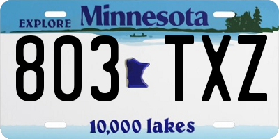 MN license plate 803TXZ