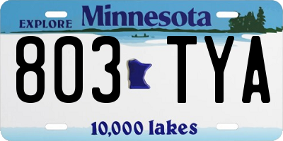 MN license plate 803TYA