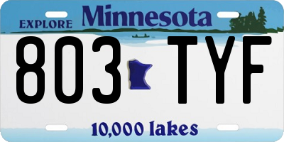 MN license plate 803TYF