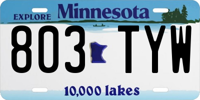 MN license plate 803TYW