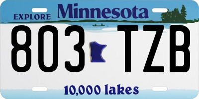 MN license plate 803TZB