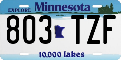MN license plate 803TZF