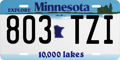 MN license plate 803TZI
