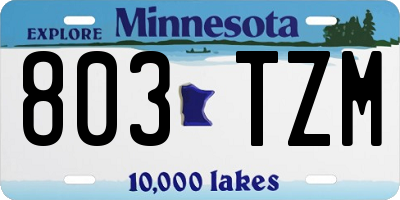 MN license plate 803TZM