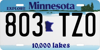 MN license plate 803TZO