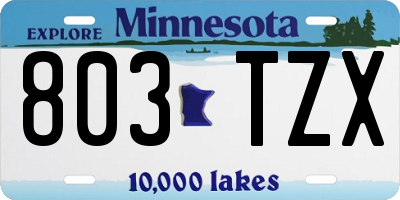 MN license plate 803TZX