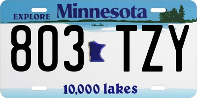 MN license plate 803TZY