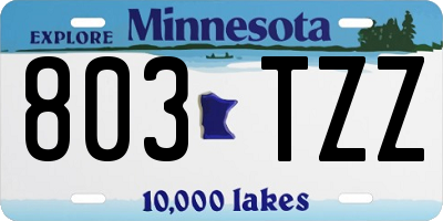 MN license plate 803TZZ