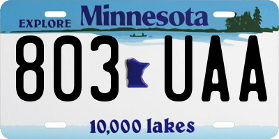 MN license plate 803UAA