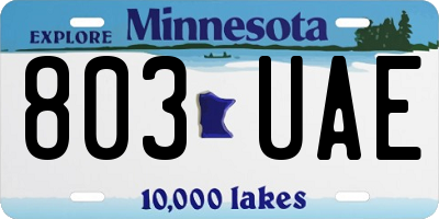 MN license plate 803UAE