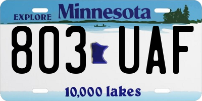 MN license plate 803UAF