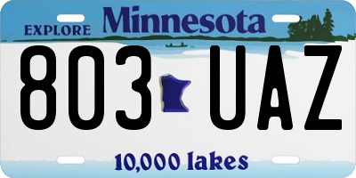 MN license plate 803UAZ