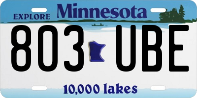 MN license plate 803UBE