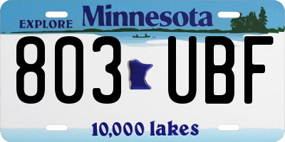 MN license plate 803UBF
