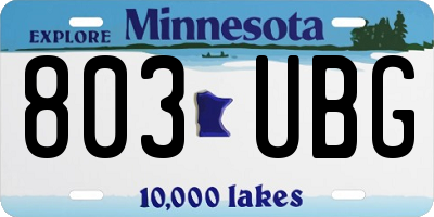 MN license plate 803UBG