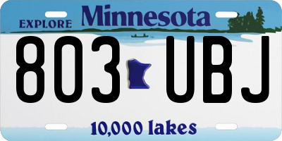MN license plate 803UBJ