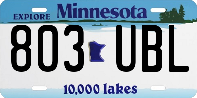 MN license plate 803UBL