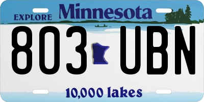 MN license plate 803UBN