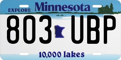 MN license plate 803UBP