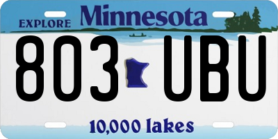 MN license plate 803UBU