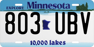 MN license plate 803UBV