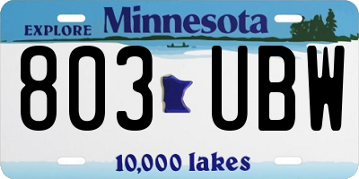 MN license plate 803UBW