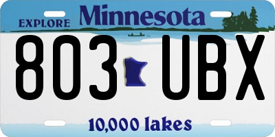 MN license plate 803UBX
