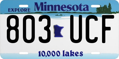 MN license plate 803UCF