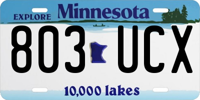 MN license plate 803UCX