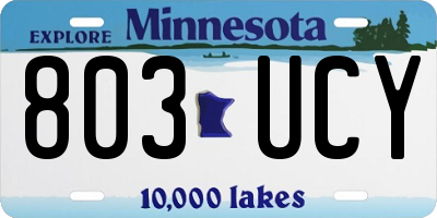 MN license plate 803UCY