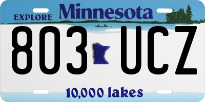 MN license plate 803UCZ