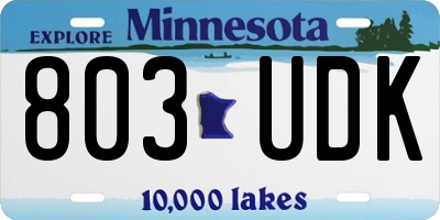 MN license plate 803UDK