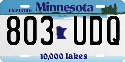 MN license plate 803UDQ