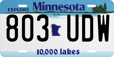 MN license plate 803UDW