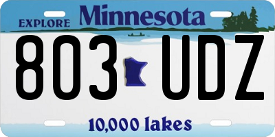 MN license plate 803UDZ