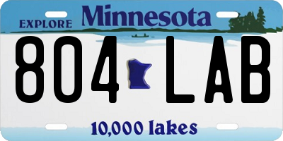 MN license plate 804LAB