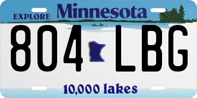 MN license plate 804LBG